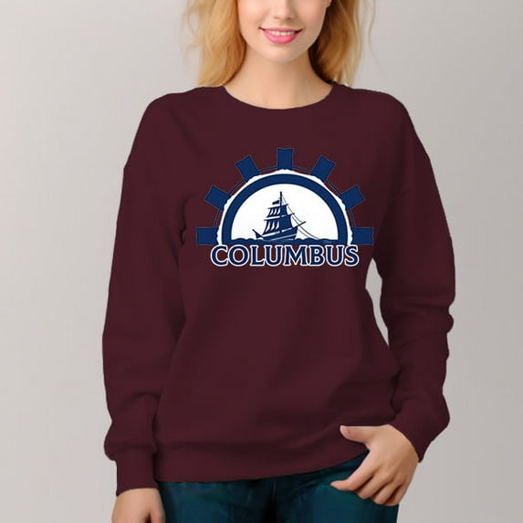 Women's Crew Neck Pullover Cozy Clothes Autumn Winter-Columbus Sailing Ship Print