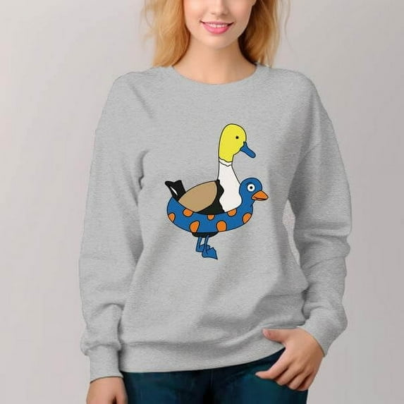 Women's Crew Neck Pullover Cozy Clothes Autumn Winter-Duck Print