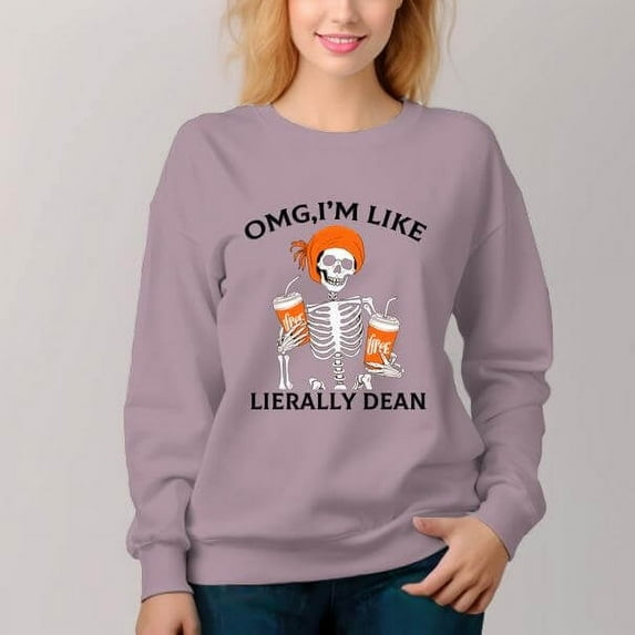 Women's Crew Neck Pullover Cozy Clothes Autumn Winter-Glasses Skull Print