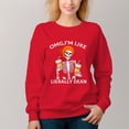thumbnail image 1 of Women's  Crew Neck Pullover Cozy Clothes Autumn Winter-Glasses Skull Print, 1 of 16