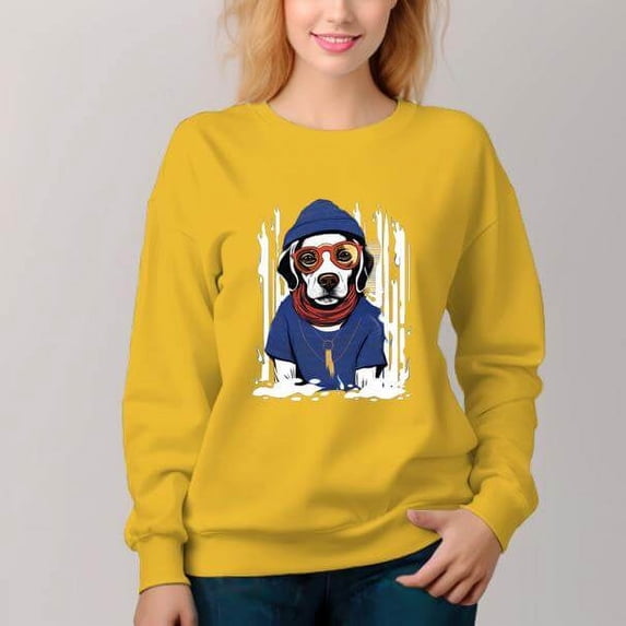 Women's Crew Neck Pullover Cozy Clothes Autumn Winter-Hot Dog Print