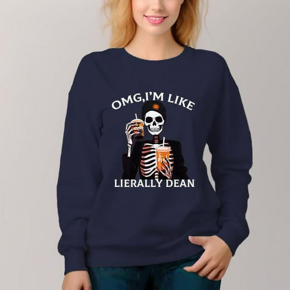 Women's Crew Neck Pullover Cozy Clothes Autumn Winter-Skull Print