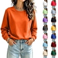 thumbnail image 1 of Women's Crew Neck Pullover Long Sleeve Solid Color Loose Fit Casual Sweatshirts, 1 of 5