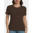 thumbnail image 1 of Women's Crew Neck Ribbed Fitted Shirt Basic Short Sleeves Summer T Shirt Tops, 1 of 7