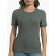 thumbnail image 1 of Women's Crew Neck Ribbed Fitted Shirt Basic Short Sleeves Summer T Shirt Tops, 1 of 7