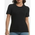 thumbnail image 1 of Women's Crew Neck Ribbed Fitted Shirt Basic Short Sleeves Summer T Shirt Tops, 1 of 7