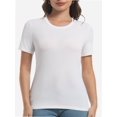 thumbnail image 1 of Women's Crew Neck Ribbed Fitted Shirt Basic Short Sleeves Summer T Shirt Tops, 1 of 7