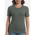 thumbnail image 1 of Women's Crew Neck Ribbed Fitted Shirt Basic Short Sleeves Summer T Shirt Tops, 1 of 7
