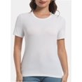 thumbnail image 1 of Women's Crew Neck Ribbed Fitted Shirt Basic Short Sleeves Summer T Shirt Tops, 1 of 7