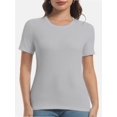 thumbnail image 1 of Women's Crew Neck Ribbed Fitted Shirt Basic Short Sleeves Summer T Shirt Tops, 1 of 7