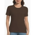 thumbnail image 1 of Women's Crew Neck Ribbed Fitted Shirt Basic Short Sleeves Summer T Shirt Tops, 1 of 7