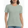 thumbnail image 1 of Women's Crew Neck Ribbed Fitted Shirt Basic Short Sleeves Summer T Shirt Tops, 1 of 7