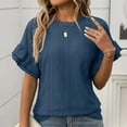 thumbnail image 1 of Women's Crew Neck Ruffle Blouses Casual Fashion Tops Loose Fit Tee Blouse Tops Short Sleeve T Shirts, 1 of 1