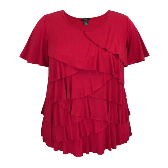 Women's Crew Neck Short Sleeve Ruffle Top