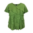 thumbnail image 1 of Women's Crew Neck Short Sleeve Ruffle Top, 1 of 4