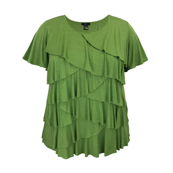 Women's Crew Neck Short Sleeve Ruffle Top