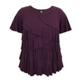thumbnail image 1 of Women's Crew Neck Short Sleeve Ruffle Top, 1 of 4