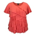 thumbnail image 1 of Women's Crew Neck Short Sleeve Ruffle Top, 1 of 4