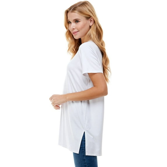Women's Crew Neck Short Sleeve Slit Sides Tunic