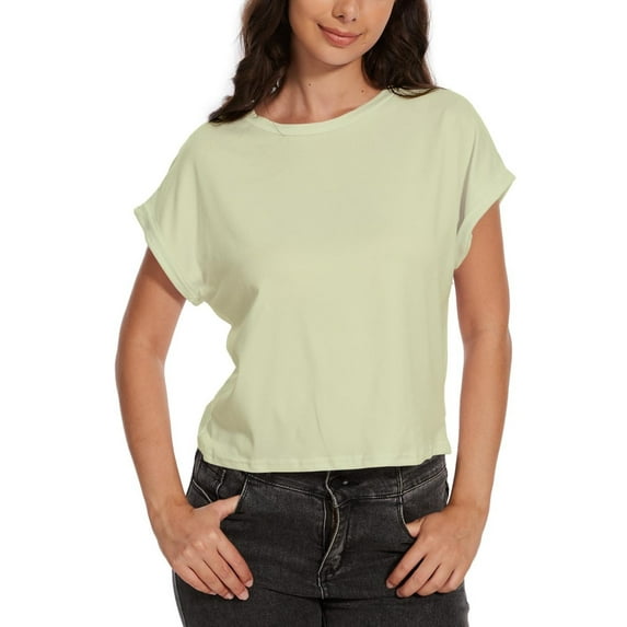 Women's Crew Neck Short Sleeve T Shirt Summer Casual Loose Workout Top