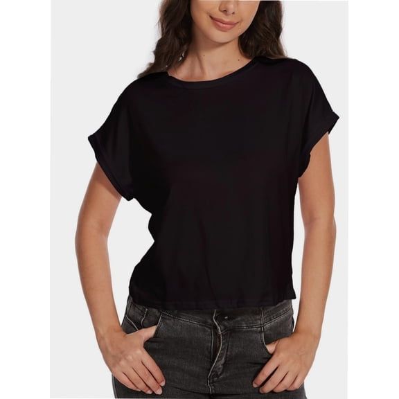 Women's Crew Neck Short Sleeve T Shirt Summer Casual Loose Workout Top
