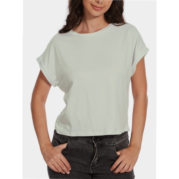 Women's Crew Neck Short Sleeve T Shirt Summer Casual Loose Workout Top