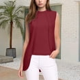 thumbnail image 1 of Women's Crew Neck Sleeveless Casual Tank Tops Summer Irregular Going Out Tank Tops Slim Solid Color Trendy Clothes Big Crop Top Long Top Women Satin Blouse Women Layering Active Tops for Women Loose A, 1 of 5