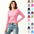 thumbnail image 1 of Women's Crew Neck Solid Long Sleeve T Shirt, Slim Fit Basic Casual Layering Top,L, 1 of 6