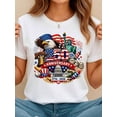 thumbnail image 1 of Women's Crew Neck Summer Tee USA 250th Anniversary Patriotic Print Regular Fit Top, 1 of 8