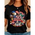 thumbnail image 1 of Women's Crew Neck Summer Tee USA 250th Anniversary Patriotic Print Regular Fit Top, 1 of 8