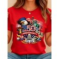 thumbnail image 1 of Women's Crew Neck Summer Tee USA 250th Anniversary Patriotic Print Regular Fit Top, 1 of 1