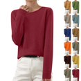 thumbnail image 1 of Women's Crew Neck Sweater Long Sleeve Solid Color Knit Pullover Top Casual Fall Spring Daily Wear, 1 of 1
