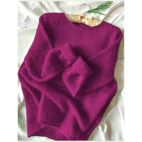 Women's Crew Neck Sweater with Long Sleeves for Daily Wear
