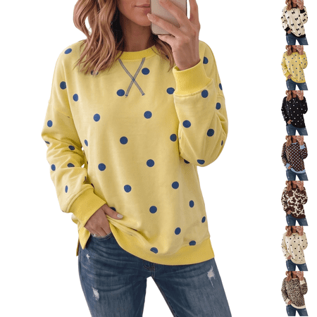 Fshiont Women's Crew Neck Sweatshirt Casual Long Sleeve Pullover Tops Fall Fashion Clothes 2026, Long Sleeve Tops, Fall Winter Fashion Clothes, Cute Printed Shirts, Loose Fit, Trendy Y2K