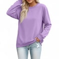 thumbnail image 1 of Women's Crew Neck Sweatshirt Long Sleeve Tops for Women Fall Clothes Outfits 2026 Fashion,Comfy Loose Fit Shirts,Casual Basic Pullover Light Purple 2XL, 1 of 7