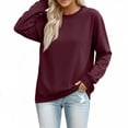 thumbnail image 1 of Women's Crew Neck Sweatshirt Long Sleeve Tops for Women Fall Clothes Outfits 2026 Fashion,Comfy Loose Fit Shirts,Casual Basic Pullover Wine 2XL, 1 of 7