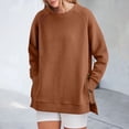 thumbnail image 1 of Women's Crew Neck Sweatshirt Loose Fit Oversized Pullover With Zippered Side Slits Long Sleeved Tops For Fall Fashion Distressed Sweatshirt Ladies Full Zip Shirts Hoodies Women Zipper Jacket Women, 1 of 4