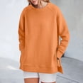 thumbnail image 1 of Women's Crew Neck Sweatshirt Loose Fit Oversized Pullover With Zippered Side Slits Long Sleeved Tops For Fall Fashion Distressed Sweatshirt Ladies Full Zip Shirts Hoodies Women Zipper Jacket Women, 1 of 4