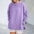 thumbnail image 1 of Women's Crew Neck Sweatshirt Loose Fit Oversized Pullover With Zippered Side Slits Long Sleeved Tops For Fall Fashion Distressed Sweatshirt Ladies Full Zip Shirts Hoodies Women Zipper Jacket Women, 1 of 4