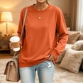 thumbnail image 1 of Women's Crew Neck Sweatshirt Loose Pullover Long Sleeve Shirts Soft Tops for Women Fall Clothes Orange 3XL, 1 of 7