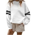 thumbnail image 1 of Women's Crew Neck Sweatshirts Fashion Solid Color Loose Pullover Tops Casual Long Sleeved Shoulder Drop Sweatshirt White L, 1 of 6