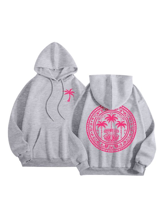 Women's Crew Neck T-Shirt Fall Winter Loose Fit Hooded Long Sleeve Cap Off the Shoulder Drawstring Graphic Hoodie Cotton Sweatshirts Hoodies(Light Gray,M)