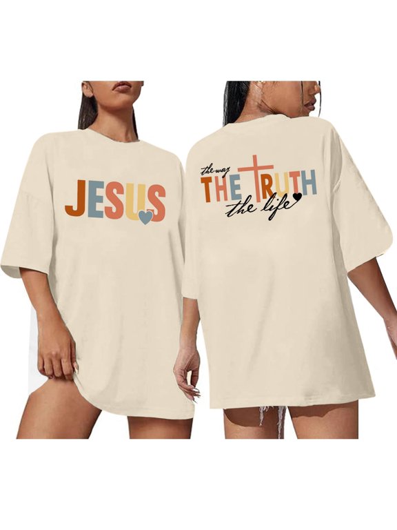 Women's Crew Neck T-Shirt with Shark Sketch Letter Graphic Oversized Short Sleeve Tee Beach Vacation Loose Casual Style Top