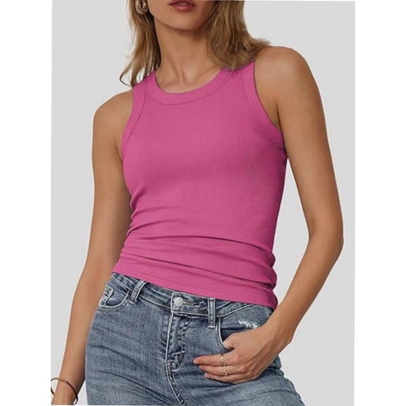 Women's Crew Neck Tank Tops Breathable Slim Fit Sleeveless Design Trendy Going Out Tops