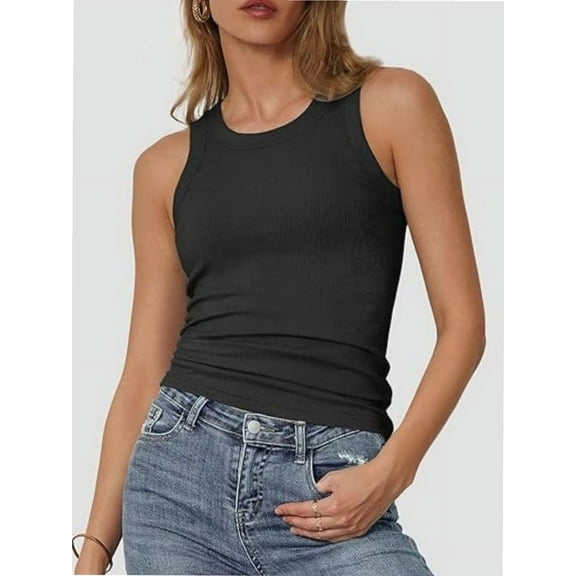 Women's Crew Neck Tank Tops Breathable Slim Fit Sleeveless Design Trendy Going Out Tops