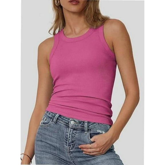 Women's Crew Neck Tank Tops Breathable Slim Fit Sleeveless Design Trendy Going Out Tops
