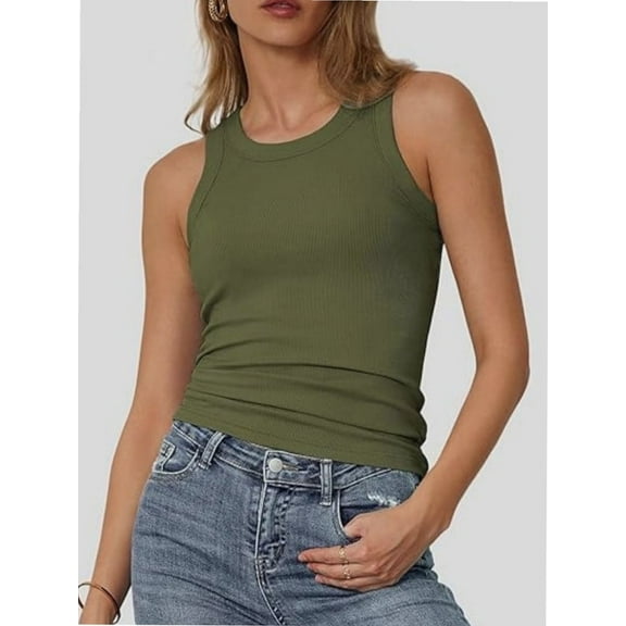 Women's Crew Neck Tank Tops Breathable Slim Fit Sleeveless Design Trendy Going Out Tops