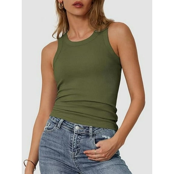 Women's Crew Neck Tank Tops Breathable Slim Fit Sleeveless Design Trendy Going Out Tops