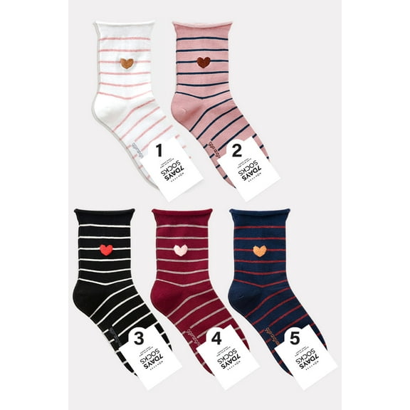 Women's Crew Rolling Heart Socks - 5 Pair Set