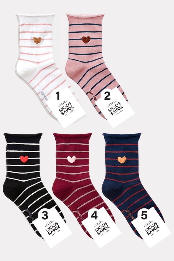 Women's Crew Rolling Heart Socks - 5 Pair Set